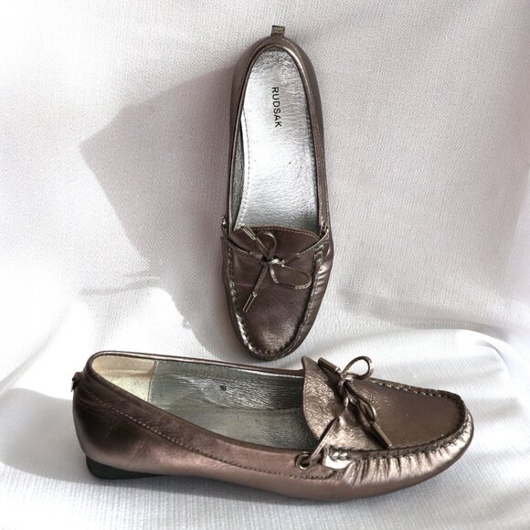 RUDSAK - Pewter Leather Loafers/Moccasins - Size 38 - 7ish - Picture 1 of 15